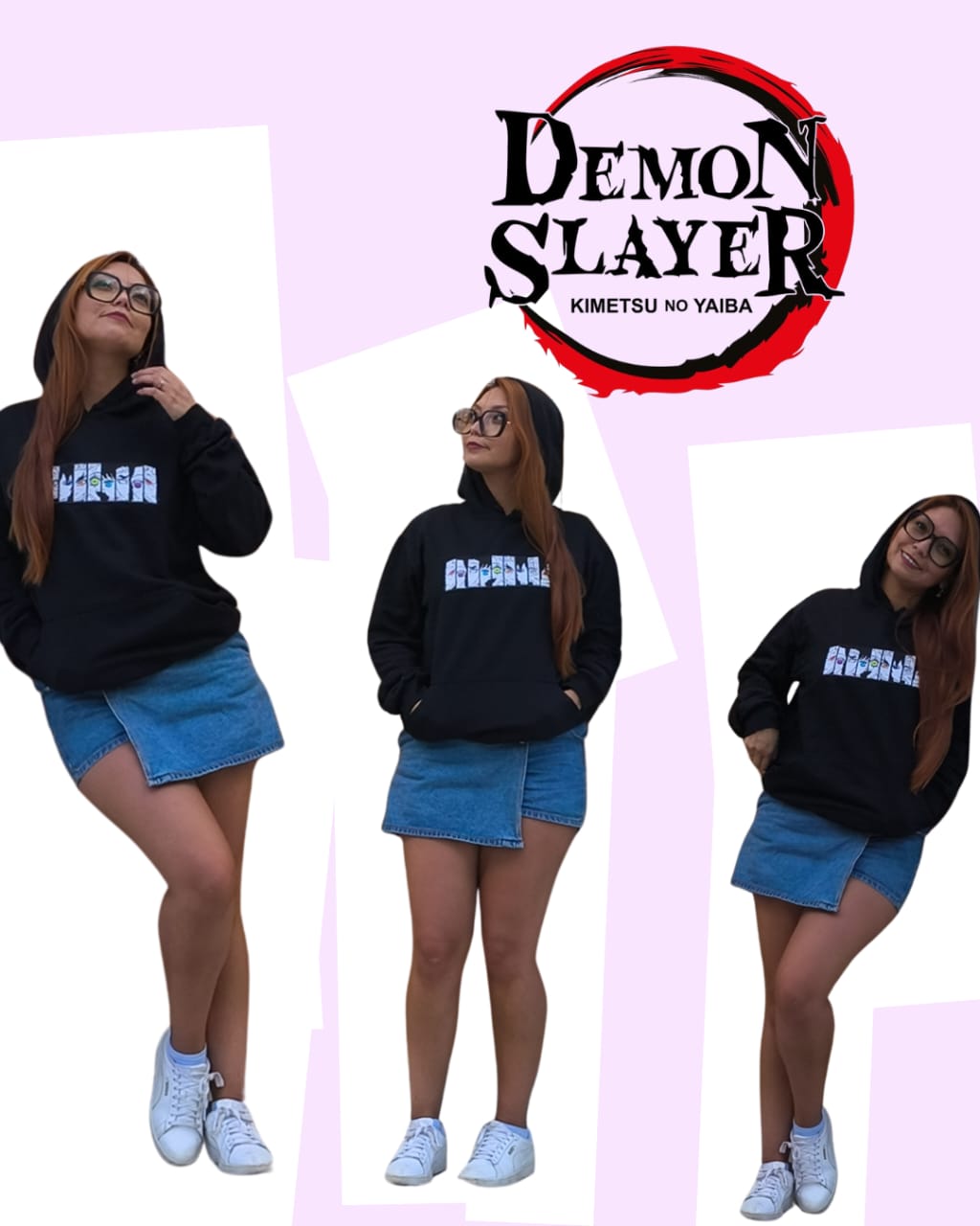 Polerón Los 9 Pilares (Demon Slayer) - Edición "Chios Hand Made" Talla L Negro