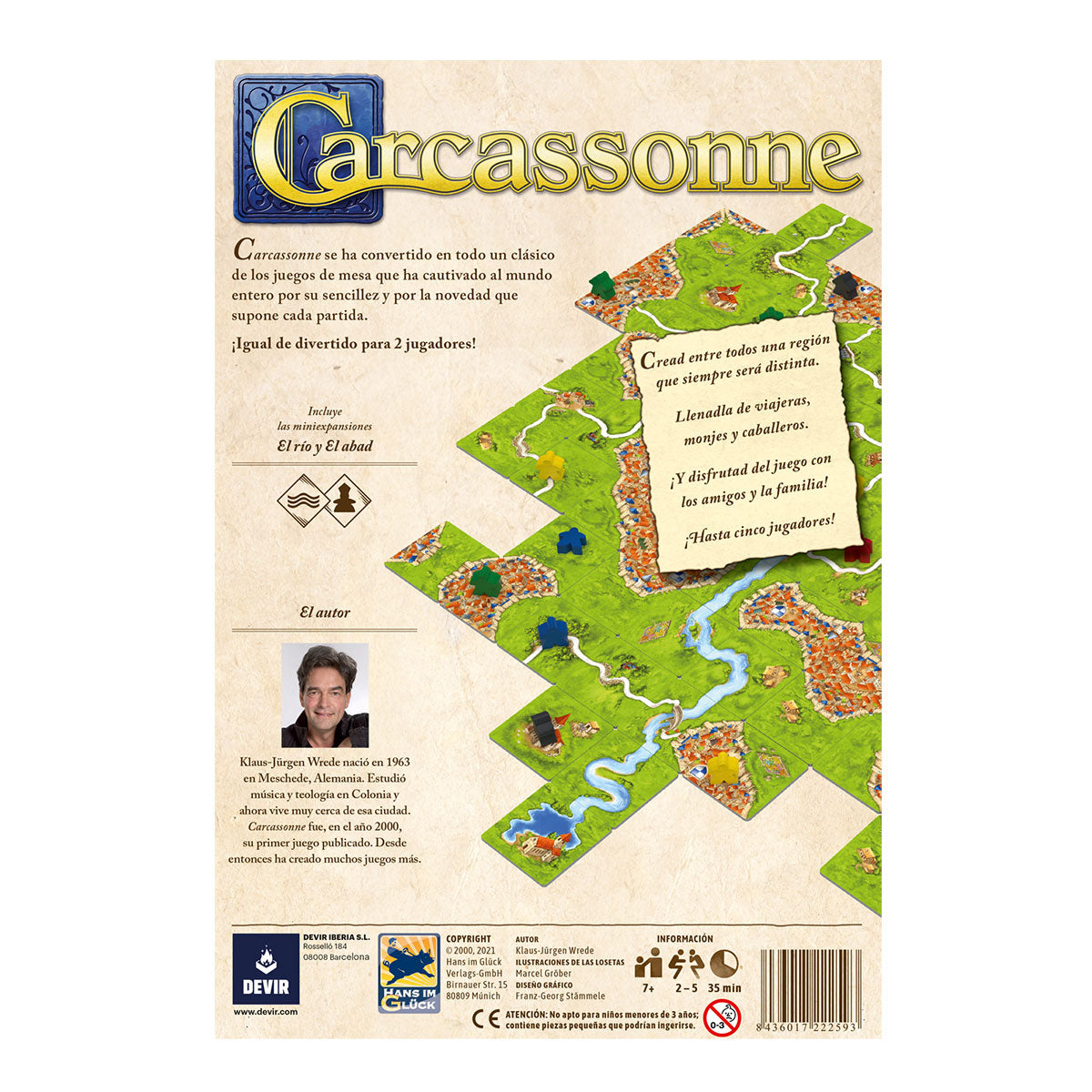 Parte posterior de la caja de Carcassonne