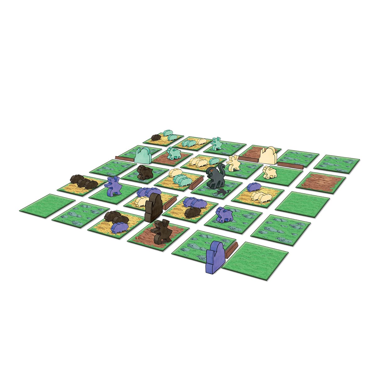 Losetas y componentes del juego de mesa Silk